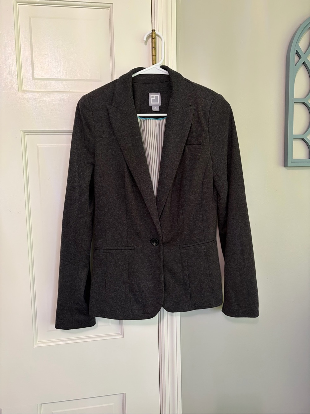jcpenney Charcoal Single-Button Notch Lapel Blazer